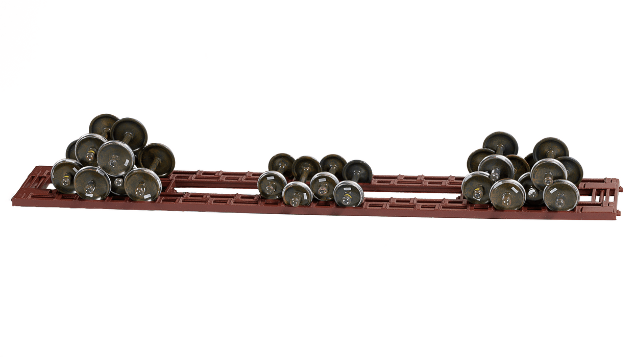 WHEEL RACK FOR 50-FT CAR WITH 16 ASSORTED WHEELSETS