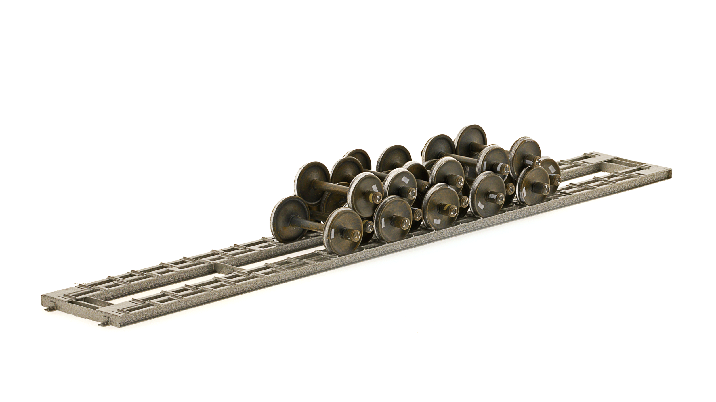 50-FT SILVER WHEEL RACK W/16 WHEELSETS — Class One Model Works