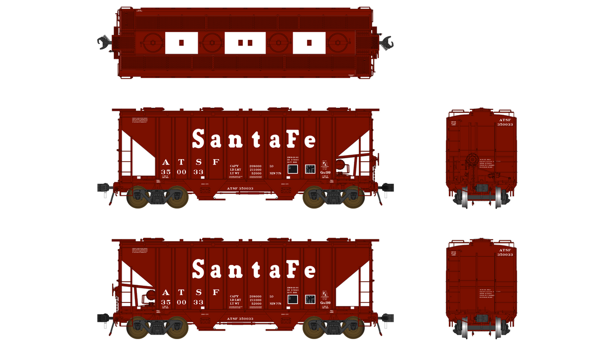 PS 3000CD Two-Bay Hopper Car - Santa Fe