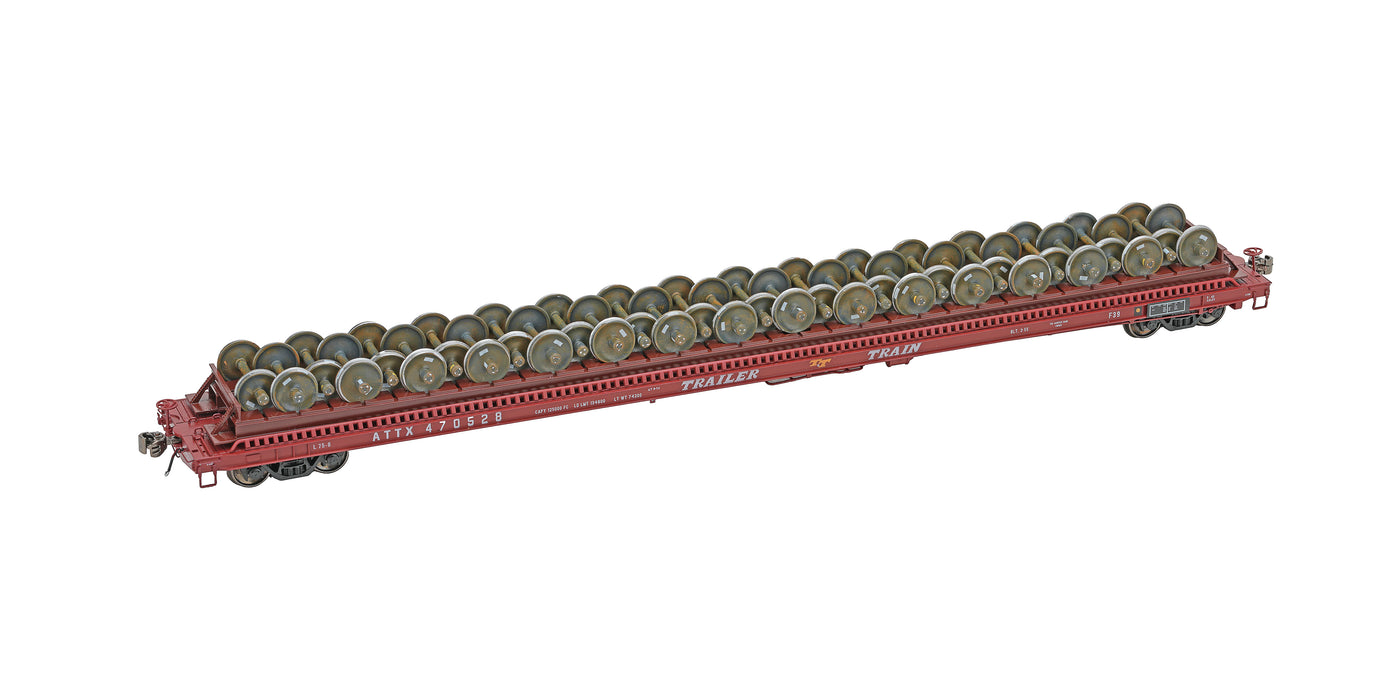 MINERAL BROWN WHEEL RACK FOR 75-FT CAR WITH 32 ASSORTED WHEELSETS