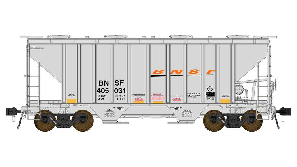 PS 3000CD Two-Bay Hopper Car - BNSF - Gray