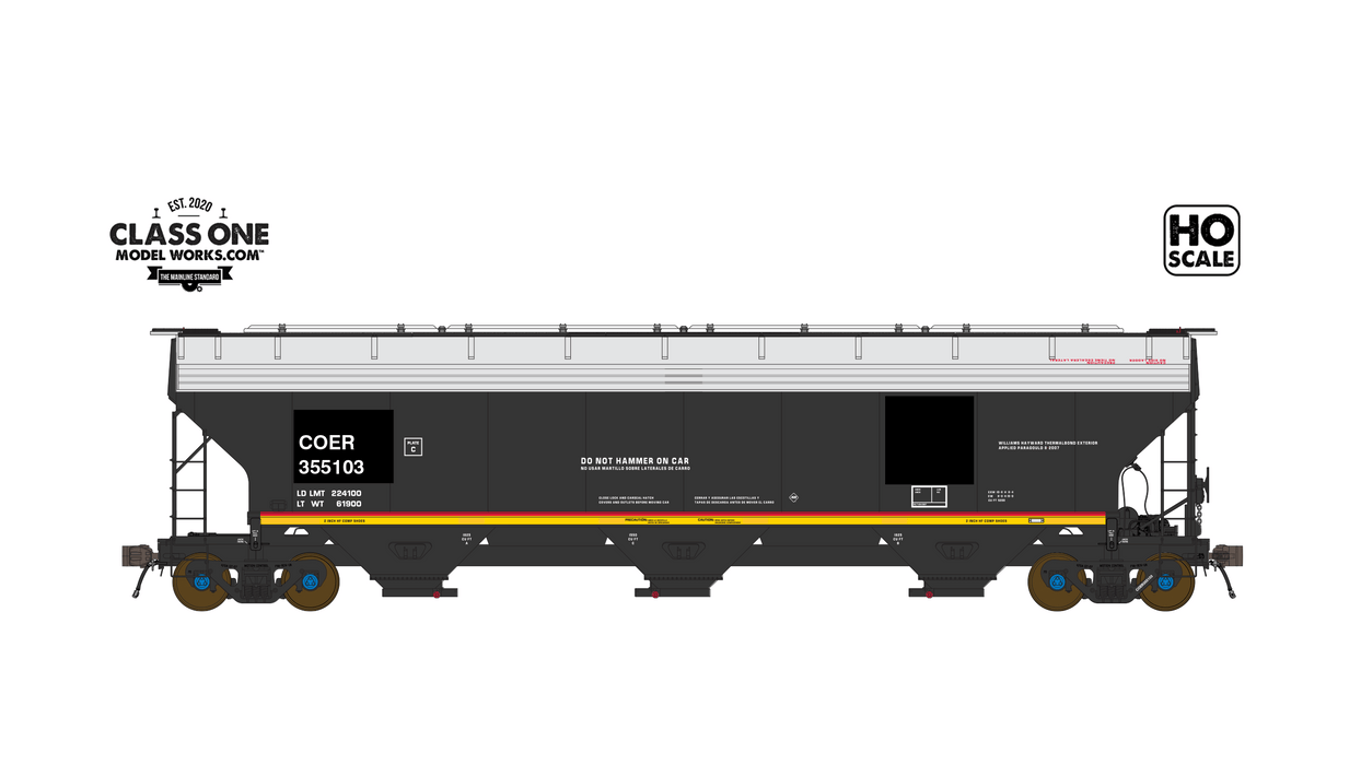 A side view of the ARI 5200 Hopper Car - Crab Orchard and Egyptian