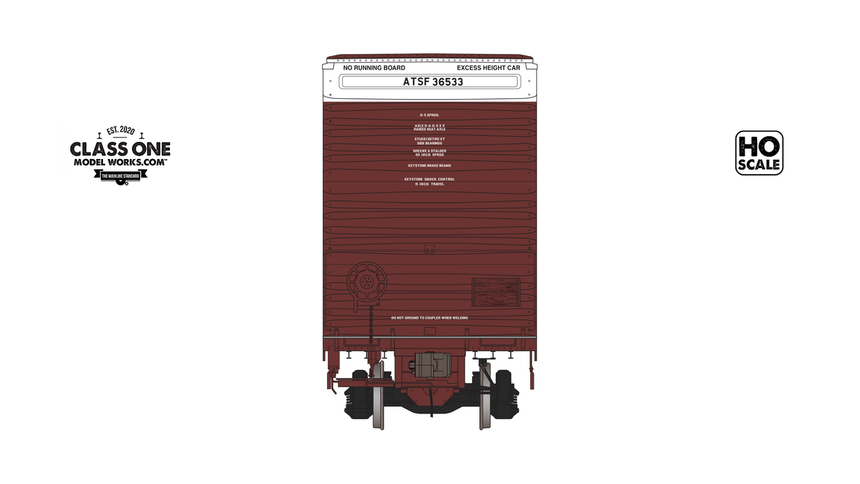 A back view of the Thrall 86’ Highcube Boxcar 4-door Santa Fe in Mineral Brown