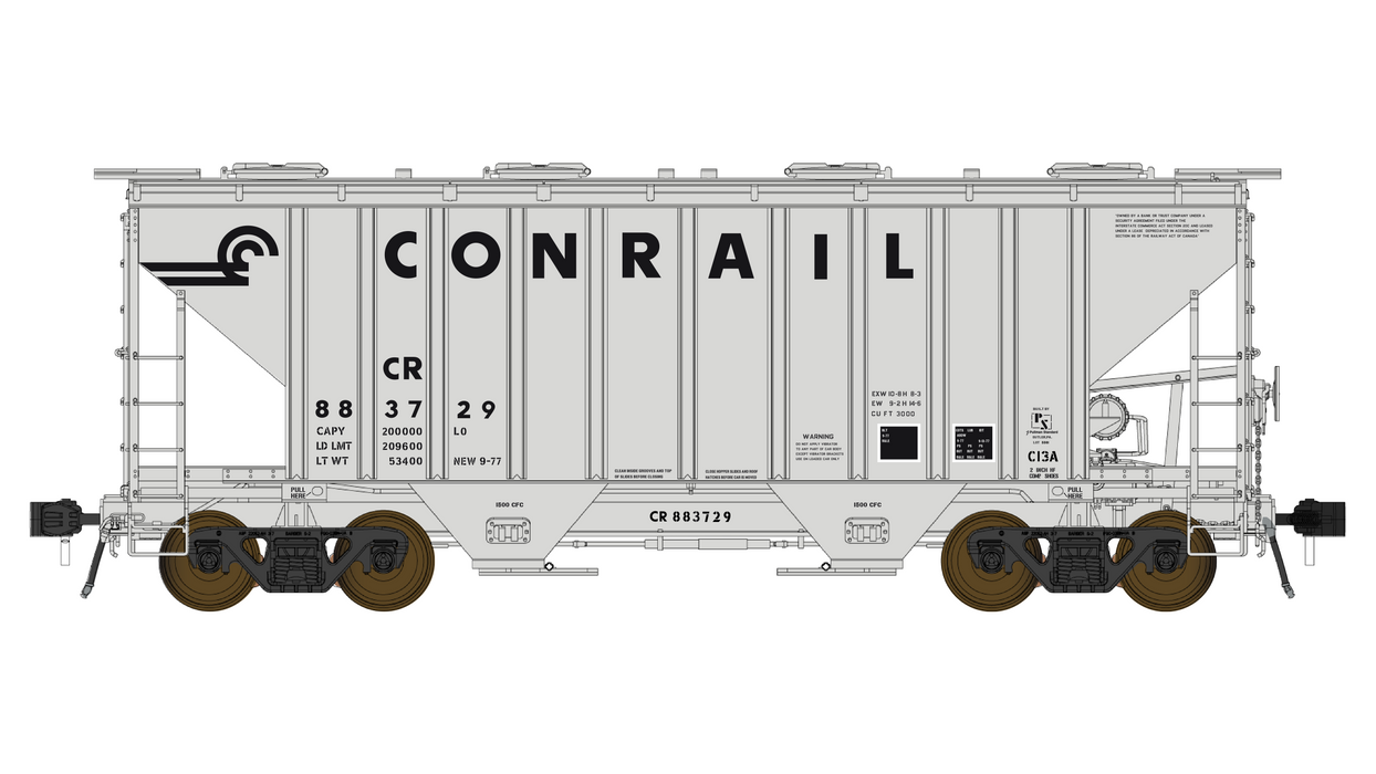 PS 3000CD Two-Bay Hopper Car - Conrail