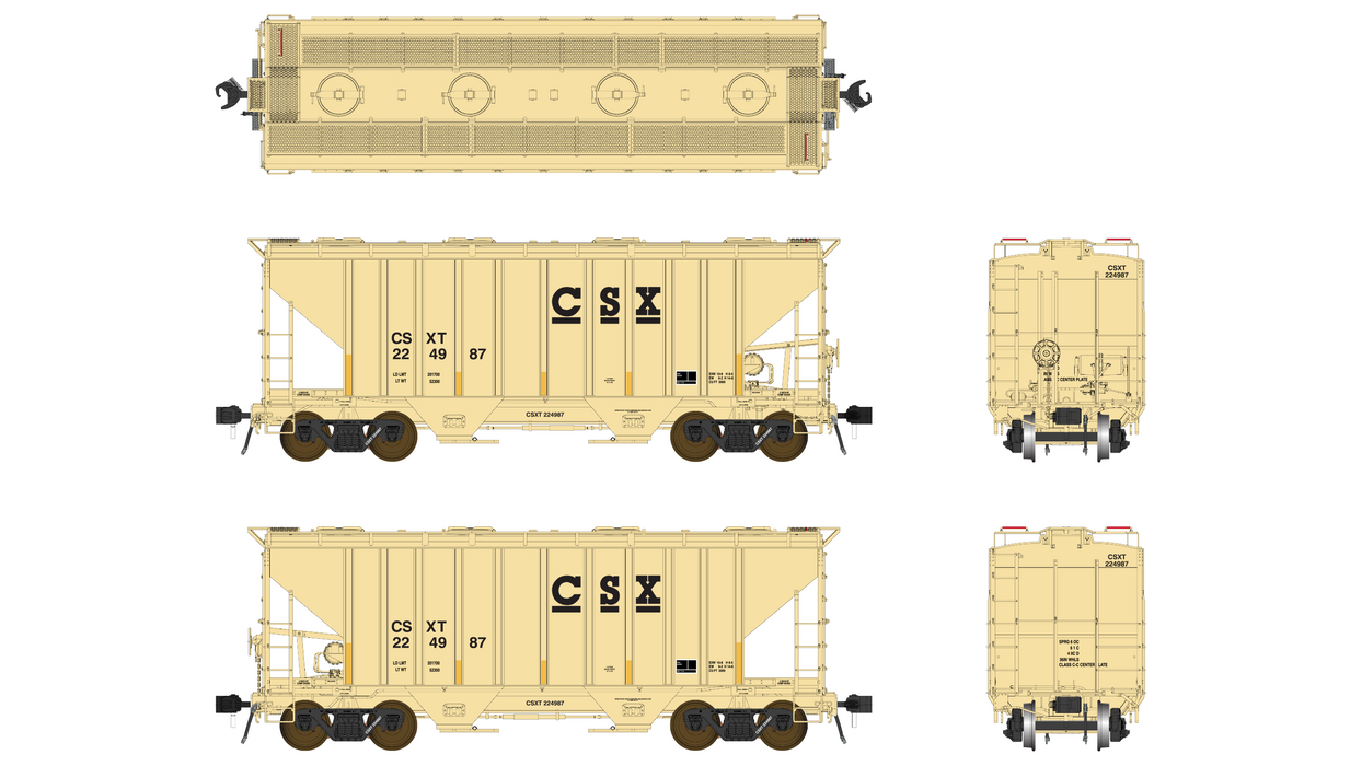 PS 3000CD Two-Bay Hopper Car - CSX