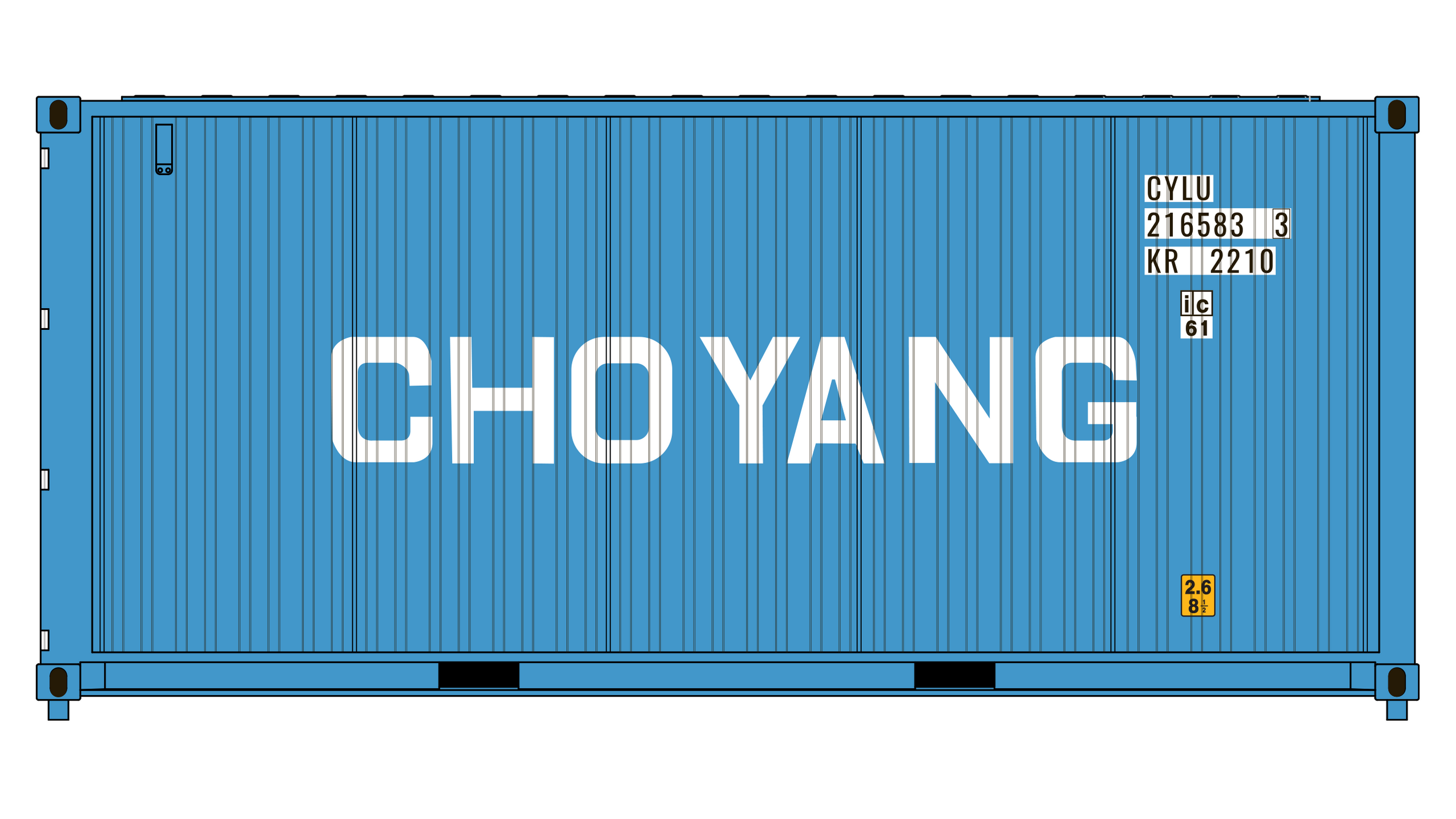3-Pack CIMC 20' Corrugated Containers - Cho Yang Line — Class One Model ...