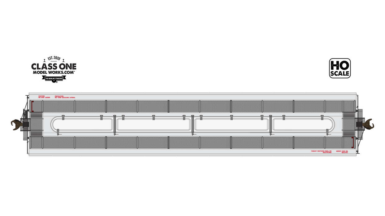 A top view of the ARI 5200 Hopper Car - Kansas City Southern