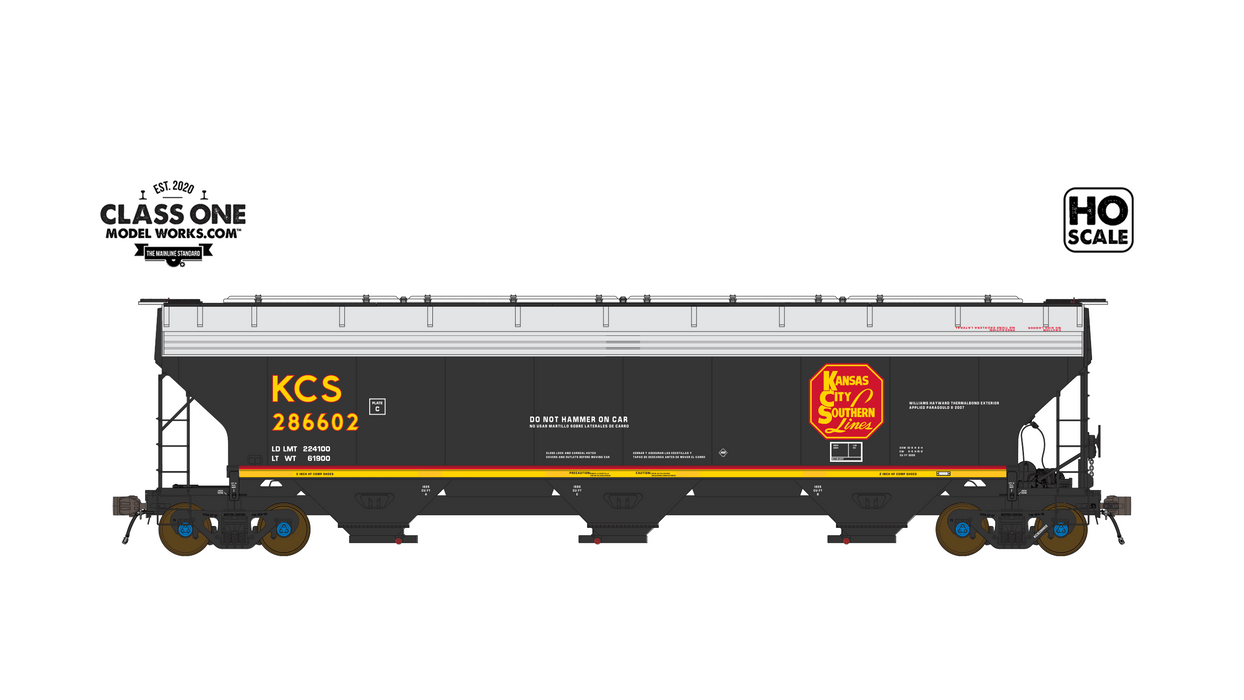 A sideview of the ARI 5200 Hopper Car - Kansas City Southern