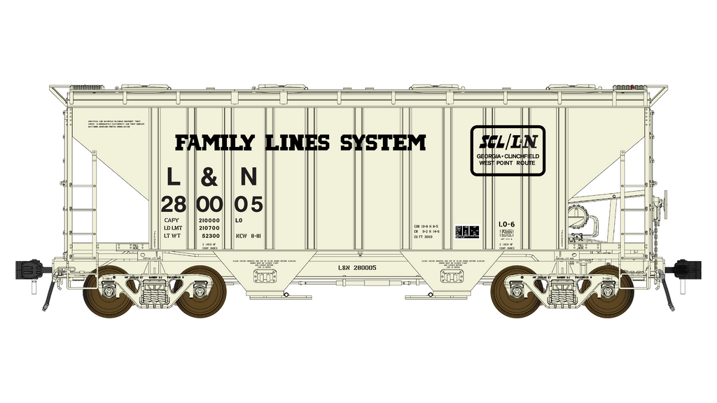 PS 3000CD Two-Bay Hopper Car - Louisville & Nashville