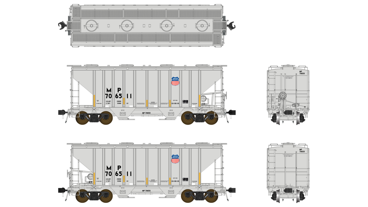 PS 3000CD Two-Bay Hopper Car - MP/UP Merger