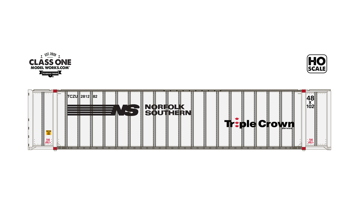 A sideview of the 2-Pack Monon 48' Exterior Post - Norfolk Southern - Run 2