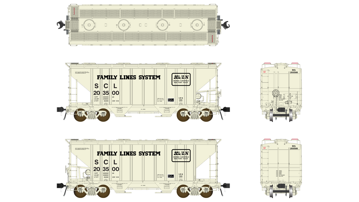 PS 3000CD Two-Bay Hopper Car - Seaboard Coast Line