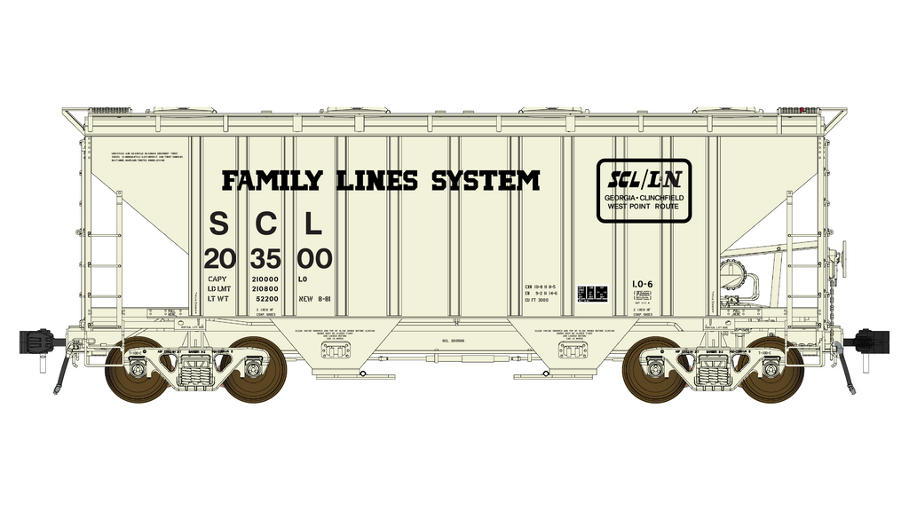 PS 3000CD Two-Bay Hopper Car - Seaboard Coast Line