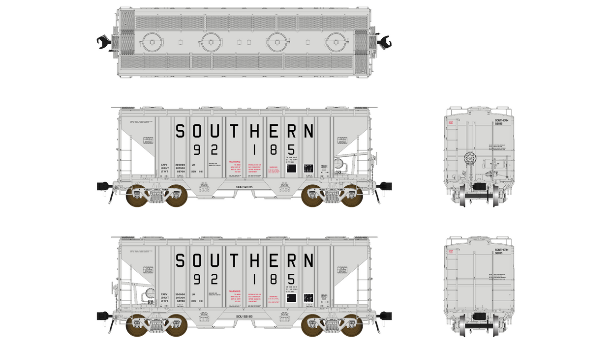 PS 3000CD Two-Bay Hopper Car - Southern
