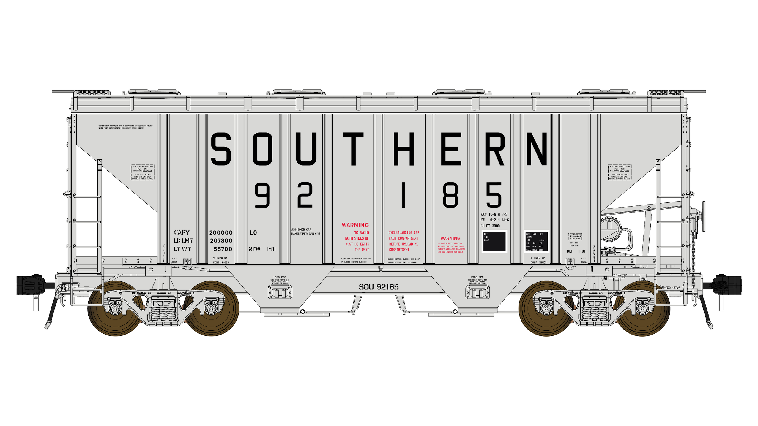 PS 3000CD Two-Bay Hopper Car - Southern — Class One Model Works